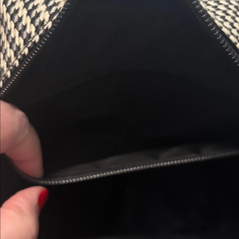 VTG Lauren Ralph Lauren houndstooth bowler bag  black, blue & ecru silver accent - Picture 12 of 14